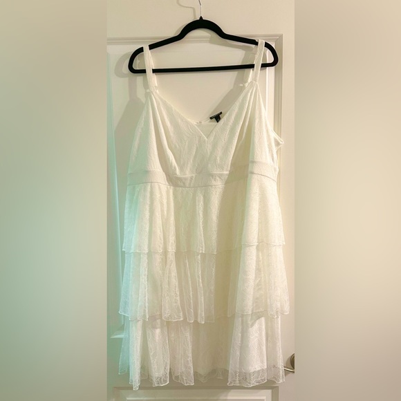 Torrid Mini Stretch Lace V Neck Tiered Flare Dress - Picture 5 of 5